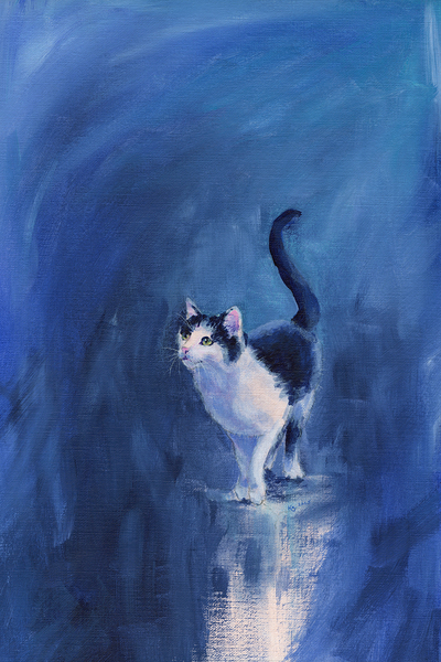 Happy tuxedo cat Print