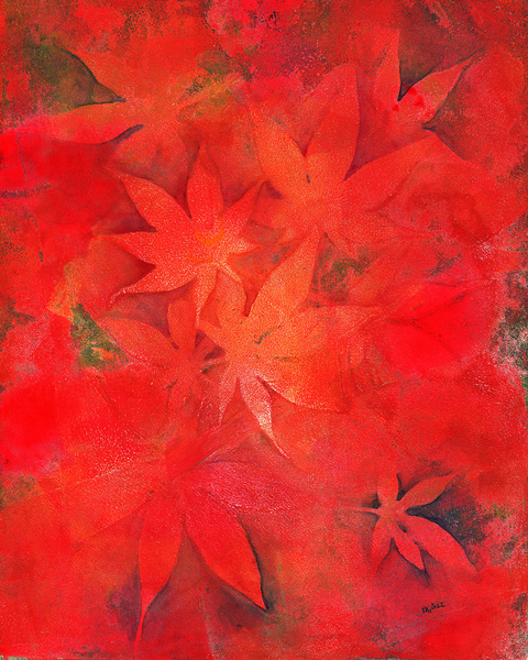 Red maple leaves acylic painting Print