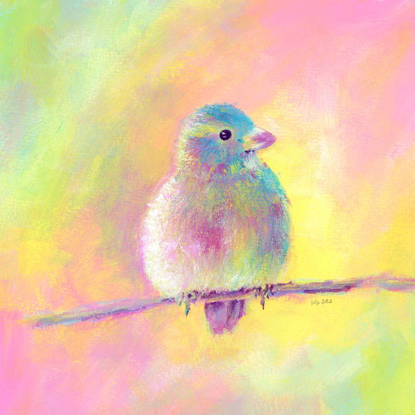 Sweet bird acrylic painting Print