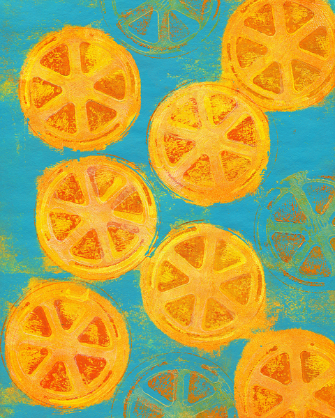 orange twist abstract acrylic painting Print