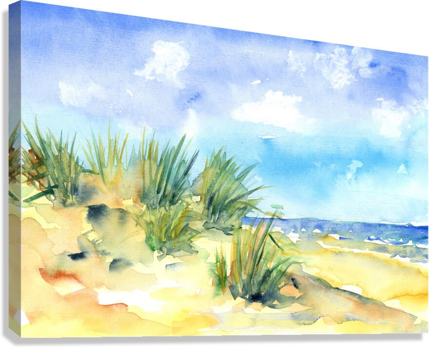Beach summer watercolor painting Canvas Print