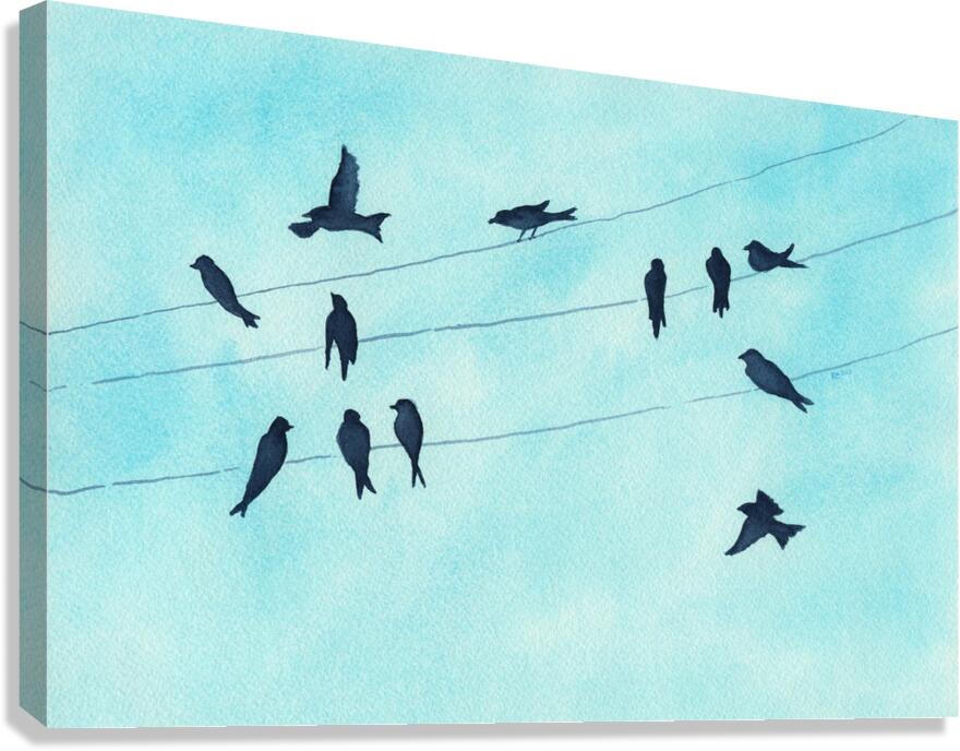 Gathering of swallows Canvas Print