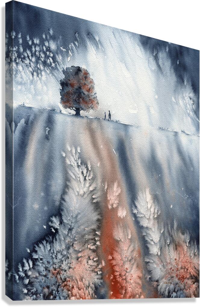November walk watercolor painting  Canvas Print