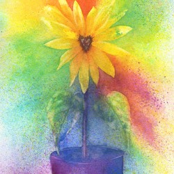 With love sunflower watercolor painting 
