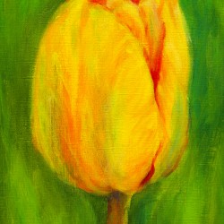 Yellow tulip triptych left acrylic painting 