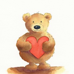 Teddy Bear Holding Red Heart