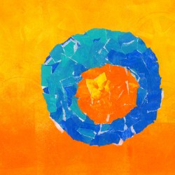 Orange in a blue bowl collage