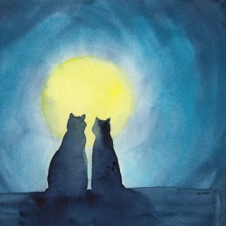 Two cats and a full moon