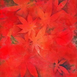 Red maple leaves acylic painting