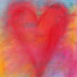 Red heart on rainbow colors