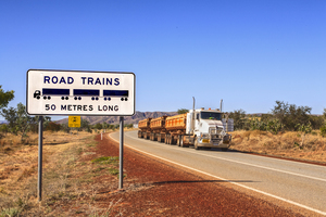 Road Train and Warning Sign