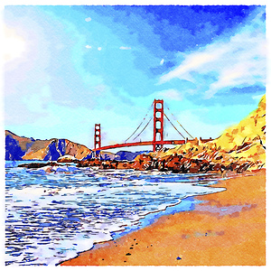 Golden Gate Bridge San Francisco Watercolor