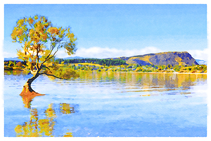 Lake Wanaka and its Famous Solitary Tree Otago New Zealand 