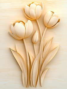 Warm Neutral Tulips Embossed