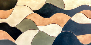 Neutral Abstract in Rose Gold Black Cream and Khaki