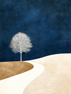 Simple Landscape with Path and Tree