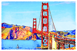 Golden Gate Bridge San Francisco Watercolor