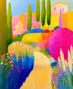 Garden with Poplar Trees