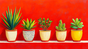 Pot Plants on Red