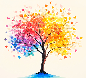 Colorful Tree Blowing in the Wind