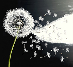 Dandelion Seed Pod Blowing in the Wind