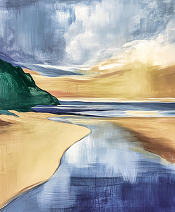 Calm and Gentle Beach Scene in Half Colour