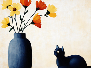 Boho Kitten Inspecting Flowers