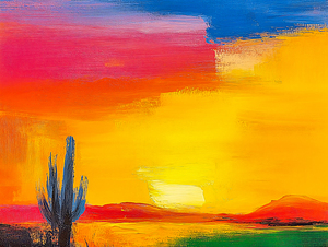 Colourful Desert with Cactus
