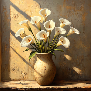 Sunlit Calla Lilies
