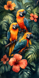 Tropical Birds in the Bush