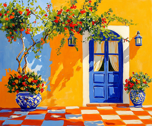 Mexican Doorway with Talavera Pots