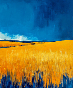 Corn Field and Approaching Storm Cobalt and Mustard