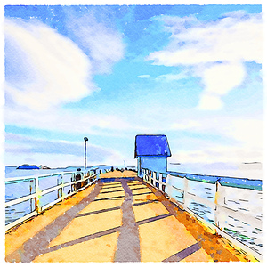Summer at the Pier Watercolour