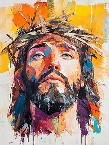 Jesus Bleeding and Wearing Crown of Thorns
