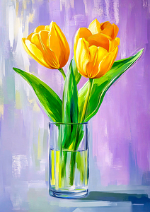 Tulips in a Glass Vase