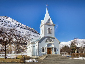 Blue Church at Seydisfjordur East Iceland I