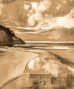 Calm and Gentle Beach Scene in Sepia