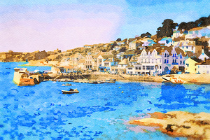 St Mawes Roseland Peninsula Cornwall UK Watercolour