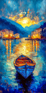 Coastal Village at Sunset