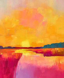 Pink Sunset in Large Brush Strokes