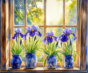 Dutch Iris on a Window Ledge