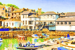 Falmouth Quay and Marina Cornwall UK Watercolour