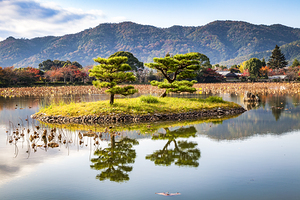 Kikugashima Island in Osawa Pond Daikaku-ji Temple Kyoto