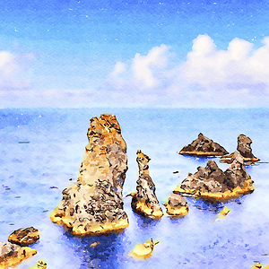 Les Aiguilles de Port Coton Watercolour