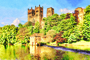 Durham Cathedral and the River Wear England Watercolour