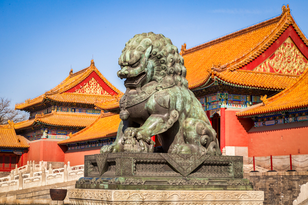 Bronze Lioness Forbidden City Beijing by Travelling Light