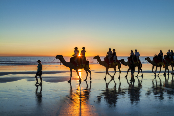 Camel Riders on Cable Beach Broome by Travelling Light