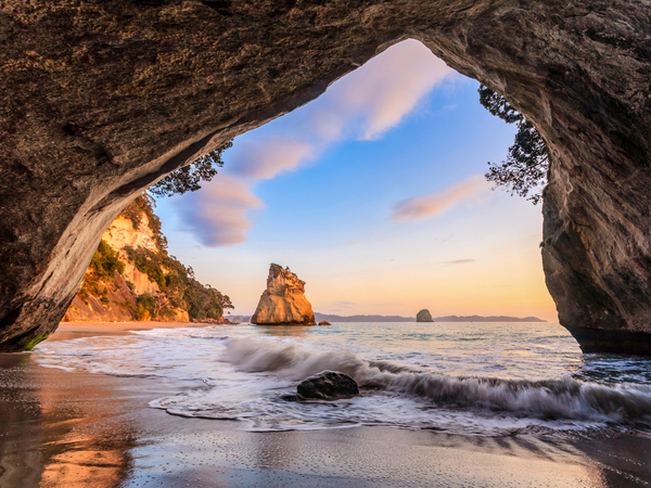 Cathedral Cove Coromandel at Dawn by Travelling Light
