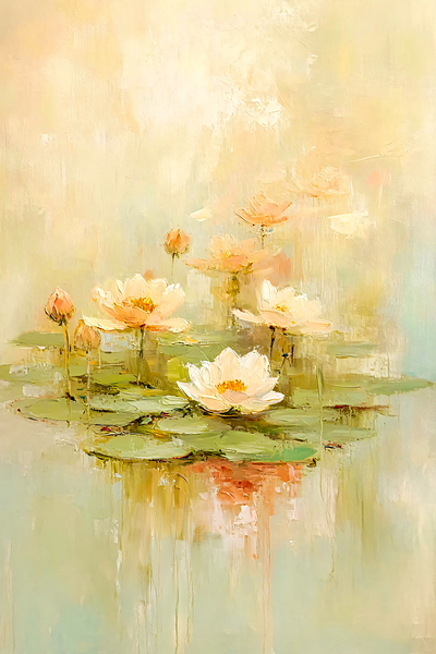 Lily Pond Green Pink Print