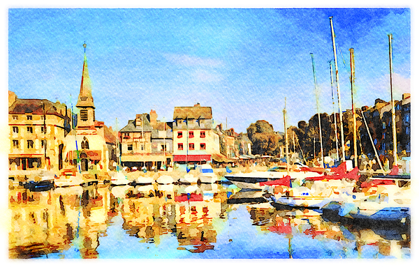 Honfleur Normandy France Watercolor by Travelling Light